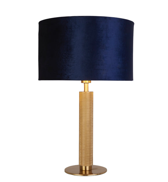 Brass Table Lamp With Navy Velvet Shade