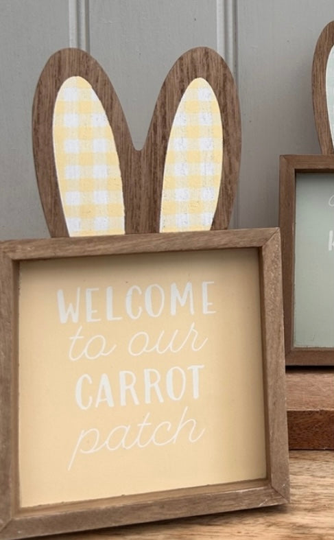 Bunny Ears Wooden Easter Sign Yellow