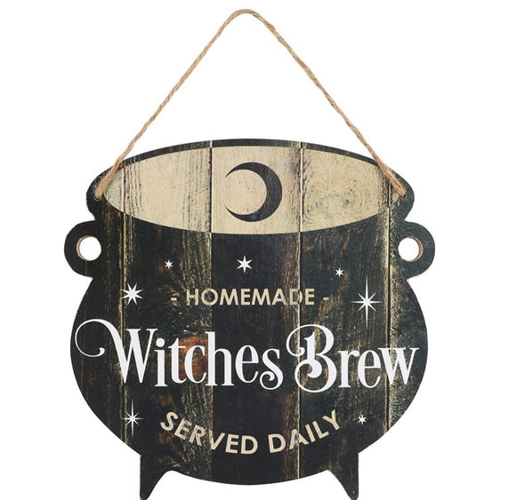 Cauldron Witches Brew Hanging Sign