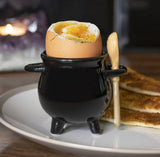 Cauldron Ceramic Egg Cup And Broom Spoon