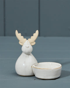 Washed Glaze Ceramic Reindeer Tea Light Holder