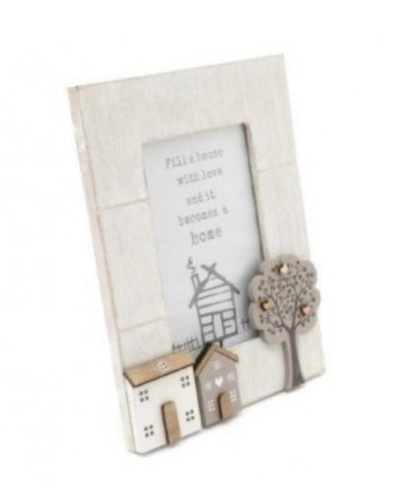 Wooden House And Tree Of Life Photo Frame