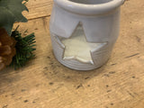 Small White Distressed Star Tealight Holder