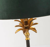 Palm Tree Antique Brass Table Lamp With Green Velvet Shade