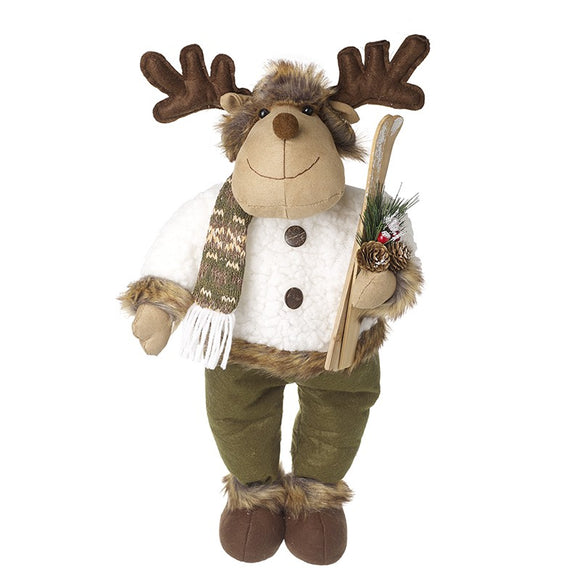 Plush Standing Reindeer Dressed With Skis