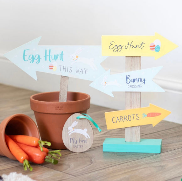 Easter Directional Wooden Sign