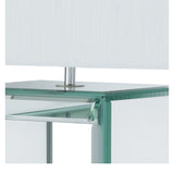 Mirror Reflection Table Lamp with White Oblong Shade