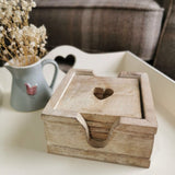 Set Of 6 Wooden Heart Coasters
