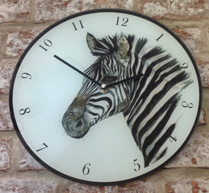 Glass Zebra Clock