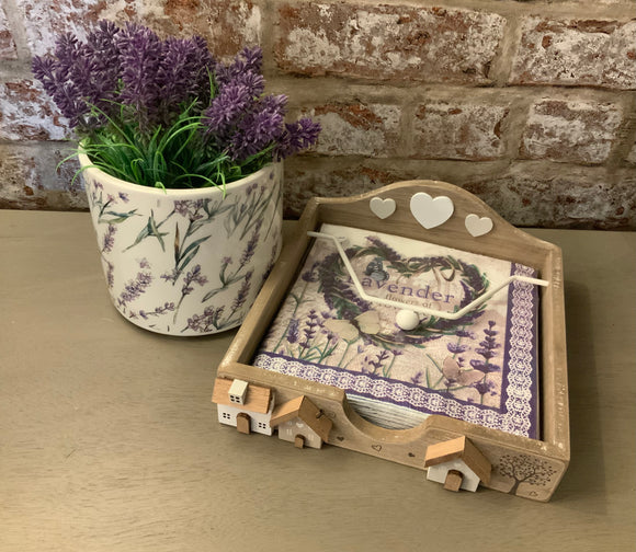 Wooden Houses And Hearts Napkin Holder