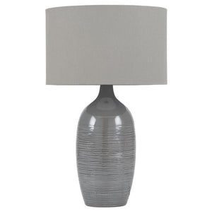 Graphite Ceramic Scratched Design Base Table Lamp And Shade