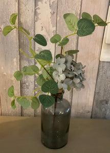 Green Hydrangeas And Eucalyptus Vase