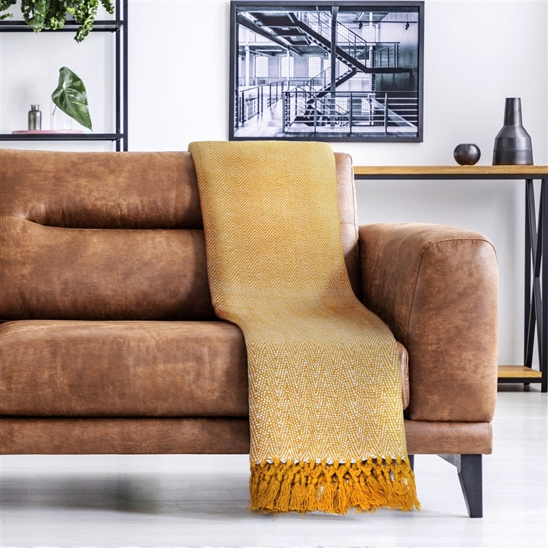 Ochre Super Soft Herringbone Throw Make Your House A Home