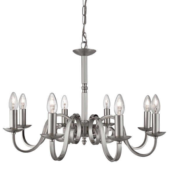 Classic Satin Silver Finish 8 Light Ceiling Fitting