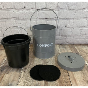 French Grey Metal Composter Caddy