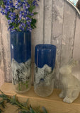 Medium Objects D”Art Blue Marbled Glass Vase