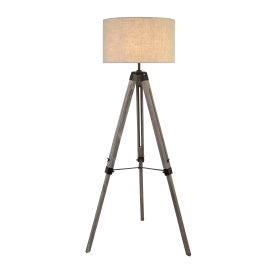 Grey Washed Wooden Tripod Floor Lamp
