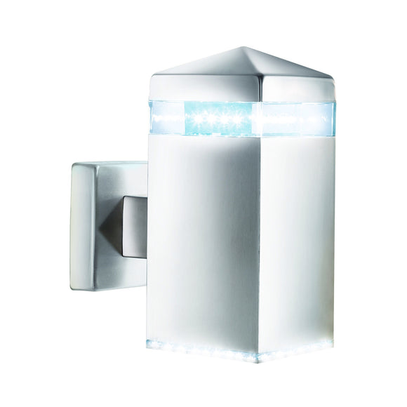 LED Outdoor Wall Light In Satin Silver Finish