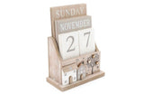 Wooden House And Tree Of Life Block Calender