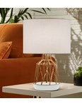 Geometric White Gloss And Metal Table Lamp