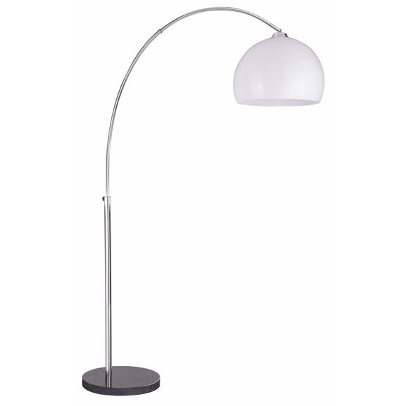 Chrome Floor Lamp With White Dome Shade