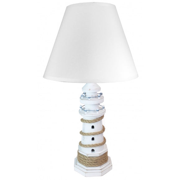 Wooden Lighthouse Lamp And Shade