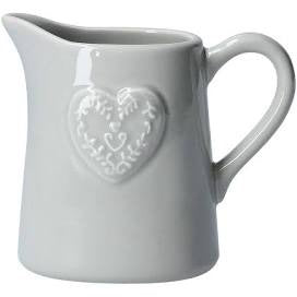 Gisela Graham Small Ceramic Grey Embossed Heart Jug