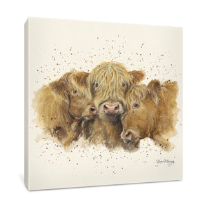 Three Is A Crowd Highland Cow Canvas