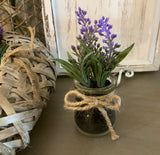 Glass Potted Faux Lavender