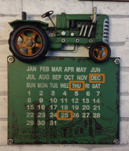 Green Tractor Metal Calendar