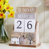 Wooden House And Tree Of Life Block Calender
