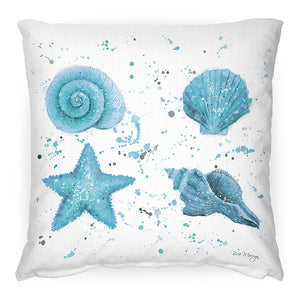 Blue Sea Shell Feather Cushion