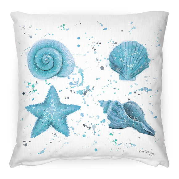 Blue Sea Shell Feather Cushion