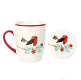 Robin Ceramic Mug And Matching Coaster