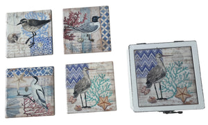 Set Of 4 Ceramic Seabird Coasters