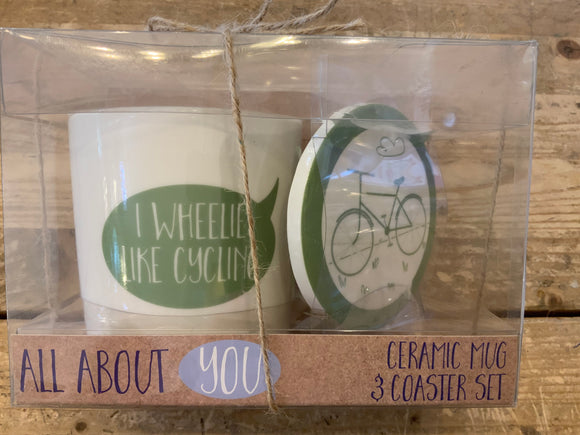 Bike Mug And Coaster Set