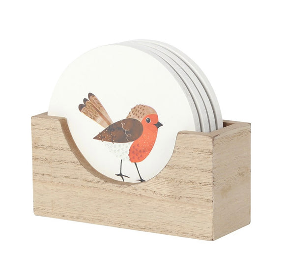 Robin Coaster Set In Wooden Box