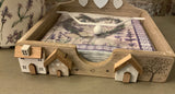 Wooden Houses And Hearts Napkin Holder