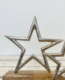 Aluminium Star On Wooden Block