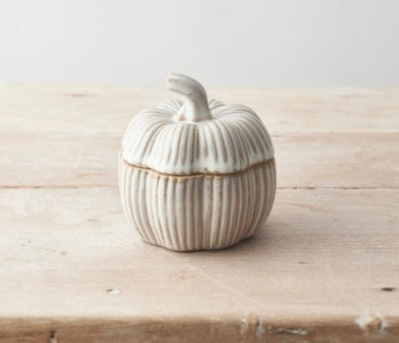 Natural Ceramic Lidded Pumpkin Jar
