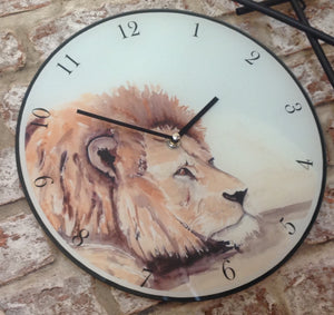 Glass Lion Clock