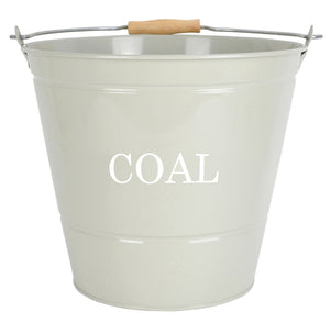 Metal Coal Bucket In Cream