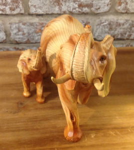 Wood Effect Elephant And Calf