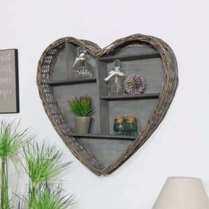 Wicker Heart Wall Shelf