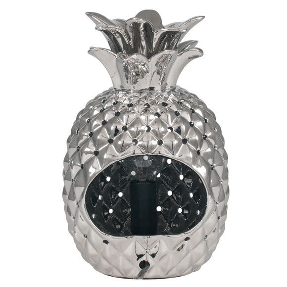 Pineapple Metallic Silver Ceramic Table Lamp