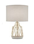 Geometric White Gloss And Metal Table Lamp