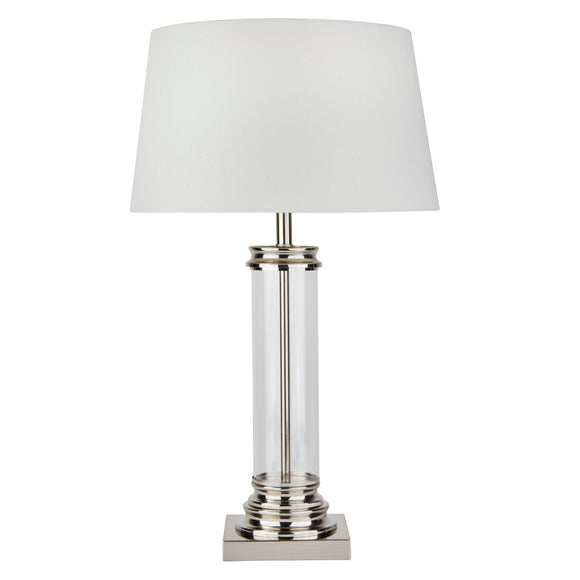 Chrome And Glass Column Table Lamp
