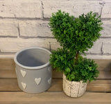 Ceramic Small Grey And White Hearts Plant Pot