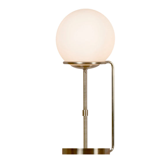 Antique Brass Table Lamp With Opal Round Shade