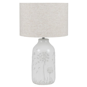 White Ceramic Floral Table Lamp And Shade